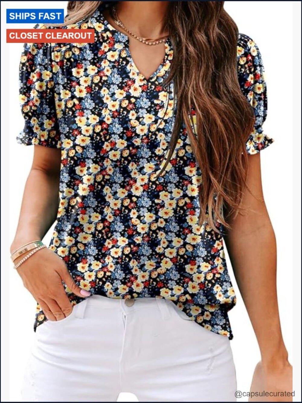 Women's Ruffle Short Sleeve T-Shirt Casual Knit Loose Fit Summer Top